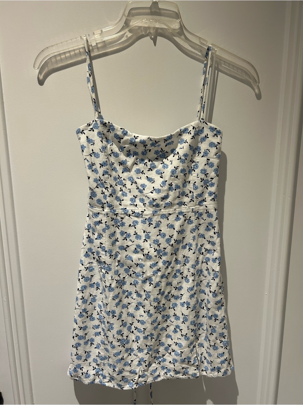 Altar'd State White Dress with Blue Floral Print